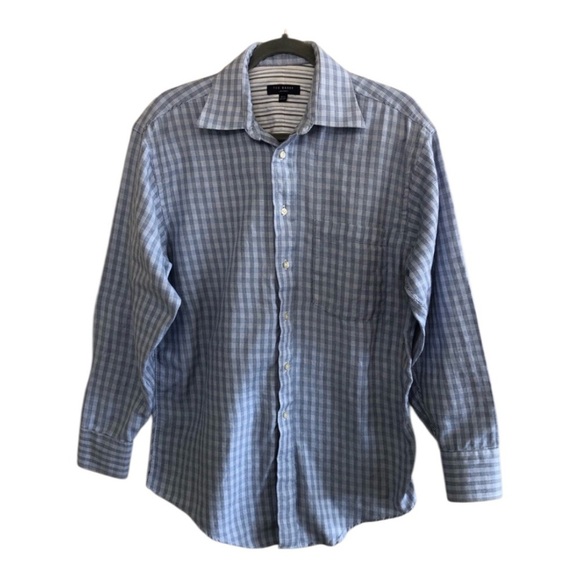 Ted Baker Other - Ted Baker London Light Blue Plaid Button Down Long Sleeves Shirt Size 15 1/2